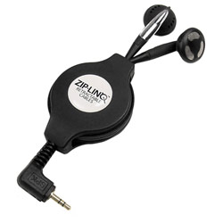 Zip-Linq Cables Unlimited Ziplinq Retractable 2.5mm Black Earbuds
