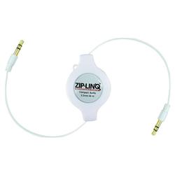 Zip-Linq Cables Unlimited Ziplinq Retractable 3.5mm White Audio Cable - 1 x Mini-phone - 1 x Mini-phone - 48 - White