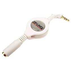 Zip-Linq Cables Unlimited Ziplinq Retractable 3.5mm White Audio Extension Cable - 1 x Mini-phone Stereo - 1 x Mini-phone Stereo - 4ft - White