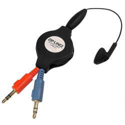 Zip-Linq Cables Unlimited Ziplinq Retractable Mono VoIP Cable - Ear-bud