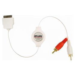 Zip-Linq Cables Unlimited Ziplinq Retractable iPod 30Pin Dock to 2 RCA Audio Cable - 30-pin Proprietary Male to 2 x RCA Male - 4ft