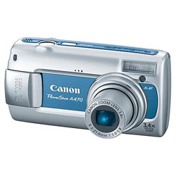 Canon Powershot A470 7.1MP Camera with 3.4x Optical Zoom and 2.5 LCD - Blue