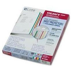 C-Line Products, Inc. Clear Poly Top Load Sheet Protectors with Colored Edge Strip, 5 Colors, 50/Box (CLI62000)