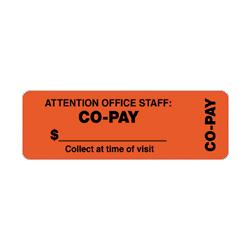 Tabbies Co-Pay Labels, 3 x1 , Orange (TAB40566)