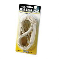 Softalk Sales Co. Coiled Phone Cord, 25 ft. Length, Ivory (SOF42265)