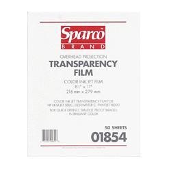 Sparco Products Color Inkjet Transparency, 8-1/2 x11 , 50/BX (SPR01854)