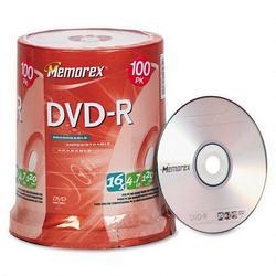 Memorex Computer Supplies DVD R Recordable Discs on Spindle, 4.7 GB, Silver, 100/Pack (MEM32025641)