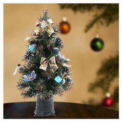 Eforcity Desktop Christmas Tree w/ Blue & Gold Ornaments & Color LED Light, 24 inch