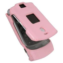 Eforcity EFORCITY Premium Clip-on Leather Case w/Belt Clip for Motorola RAZR V3 / V3m / V3c, Light Pink