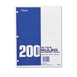 Mead Products Economical 16 lb. Filler Paper, Wide Ruled, 10 1/2 x 8, 200 Sheets/Pack (MEA15200)