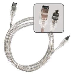 Eforcity 6 foot Translucent 6 pin Male to 4 pin Male IEEE 1394 Firewire Cable