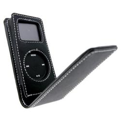 Eforcity Black Leather Case for iPod Nano 2GB / 4GB with Full Flap Cover