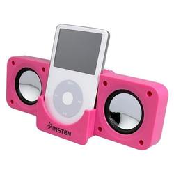 Eforcity Foldable Multimedia Speaker, Hot Funky Pink Compatible with: Microsoft Zune and all iPod Mo