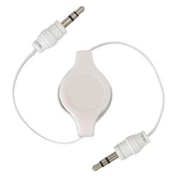 Eforcity Premium Retractable 3.5mm M/M Audio Extension Cable, White [Compatible with any device w/ a