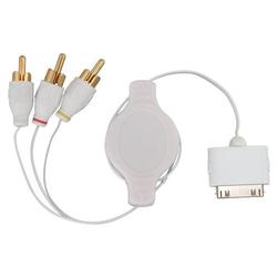 Eforcity Premium Retractable Apple iPod AV Composite Cable, White [Compatible with: iPod with Color