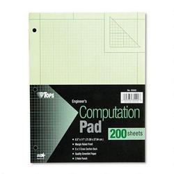 Tops Business Forms Engineering Computation Pad, 8 1/2x11, 3 Hole, 16 Lb. Green Bond, 200 Sheets/Pad (TOP35502)