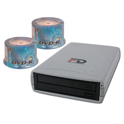 MICRONET Fantom Drives 20x Dual Layer DVD RW USB 2.0 w/ 100 DVD-R Media