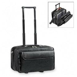 Fellowes Manufacturing Fellowes Wheeled Catalog Carrying Case - Handle, Telescoping Handle - 2 Pocket - Leather - Black