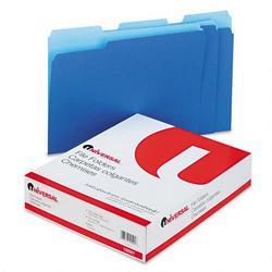 Universal Office Products File Folders, 1 Ply, Top Tab, 1/3 Cut, Letter, Blue/Light Blue, 100/Box (UNV10501)