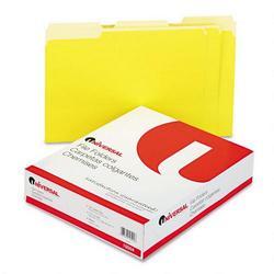 Universal Office Products File Folders, 1 Ply, Top Tab, 1/3 Cut, Letter, Yellow/Light Yellow, 100/Box (UNV10504)