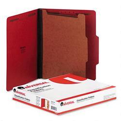 Universal Office Products Four Section Pressboard Classification Folder, Letter Size, Ruby Red, 10/Bx (UNV10203)