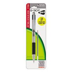 Zebra Pen Corp. G301® Gel Retractable Stainless Pen, 0.7mm Medium Point, Black Ink (ZEB41311)