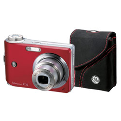General Electric GE A730 7 Megapixel Digital Camera (Red) with Camera Case