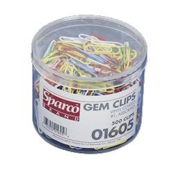 Sparco Products Gem Clips,Vinyl Coated,#1,.033 Gauge,100/Box,Assorted (SPR01603)