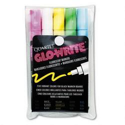 Quartet Manufacturing. Co. Glo Write™ Fluorescent Markers for Quartet® Marker Boards, 5 Assorted Colors/Set (QRT5090)