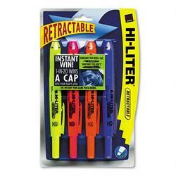 Avery-Dennison HI LITER® Retractable Highlighters, Four Color Set, Chisel Tip, Assorted Colors (AVE59489)