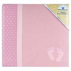Heartland Suede w/Grosgrain Ribbon Postbound 12x12 Album w/Cover-Pink Embossed Baby Girl Feet