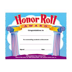 Trend Enterprises Honor Roll Award Certificate,F/ 3rd to 8th Grade,8-1/2 x11 (TEIT2959)