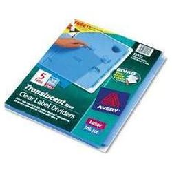 Avery-Dennison Index Maker® Translucent Dividers with Clear Tab Labels, 5 Tab, Blue, 5 Sets/Pack (AVE12451)