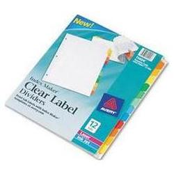 Avery-Dennison Index Maker® White Dividers, Multicolor 12 Tab Style, with Clear Labels, 1 Set (AVE11404)