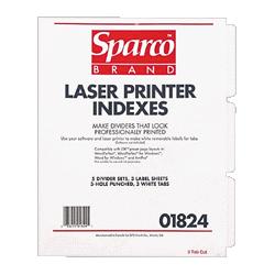 Sparco Products Indexing Divider System F/Laser Printers, Punched,3 Tab, WE (SPR01824)
