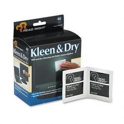 Read Right/Advantus Corporation Kleen & Dry™ Screen Wet/Dry Wipes, 40 Wet/Dry Twin Packs/Box (REARR1305)