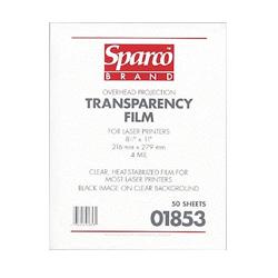 Sparco Products Laser Printer Transparencies, 8-1/2 x11 , 50/BX, Clear (SPR01853)