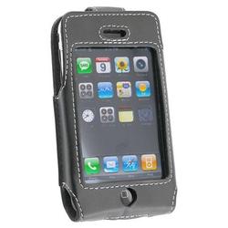Eforcity Leather Case w/ Belt Clip and Screen Protector for Apple iPhone, Black