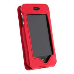 Eforcity Leather Case w/ Kick Stand for Apple iPhone, Red