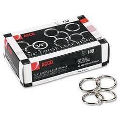 Acco Brands Inc. Metal Book Rings, 3/4 Diameter, 100 Rings per Box (ACC72201)