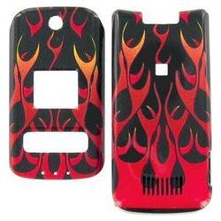 Wireless Emporium, Inc. Motorola KRZR K1m Black w/Red Flame Snap-On Protector Case Faceplate