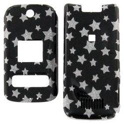 Wireless Emporium, Inc. Motorola KRZR K1m Black w/White Glitter Stars Snap-On Protector Case Faceplate