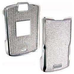 Wireless Emporium, Inc. Motorola V3/V3m/V3c Silver Chrome Glitter Snap-On Protector Case Faceplate