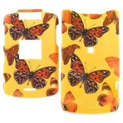 Wireless Emporium, Inc. Motorola V3xx Orange Butterflies Snap-On Protector Case Faceplate