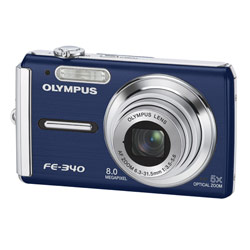 OLYMPUS AMERICA Olympus FE-340 8 Megapixel, 5x Optical Zoom, Face Detection Ultra-Slim Digital Camera - Blue