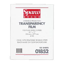 Sparco Products Overhead Transparency Film, 4.0 Mil, 8-1/2 x11 ,100/BX,Clear (SPR01852)