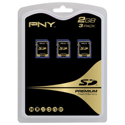 PNY MEMORY PNY 2GB Secure Digital Card - (3 Per Pack) - 2 GB