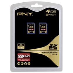 PNY MEMORY PNY 4GB Secure Digital High Capacity (SDHC) Card -(Twin Pack) - 4 GB