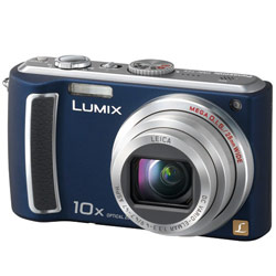 Panasonic Digi Cams Panasonic Lumix DMC-TZ5A 9 Megapixel Digital Camera with 28mm Wide-Angle Lens, 10x Optical Zoom, 3 LCD and HD Output - Blue