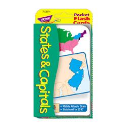 Trend Enterprises Pocket Flash Cards,2 SD.,States/Capitals,56/Pack,3-1/4 x5-1/4 (TEIT23014)